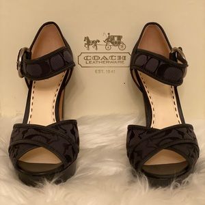 Brand New Coach Black & Grey Signature Sandals
